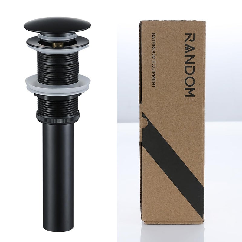 RANDOM Black Bathroom Sink Drain Stopper Without Overflow Pop Up Drain for Assembly Vessel Sink Solid Brass 83001MB. - Image 1